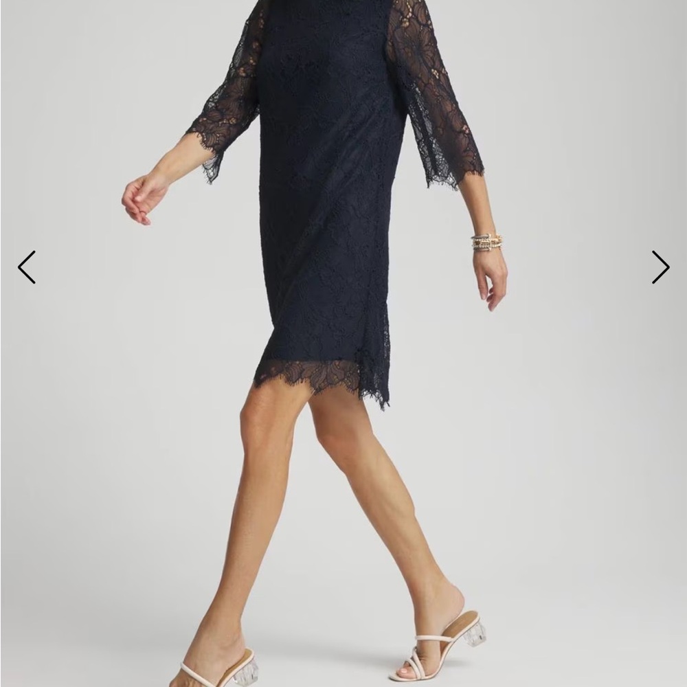 Chico's NWT lace pop over navy dress 4 - Picture 2 of 12